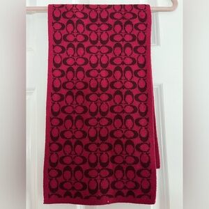 Coach Scarf- reversible. Deep Red, Burgundy color - monogram.
